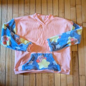 Pink and Blue Star Patterned Sweatshirt With Kirby